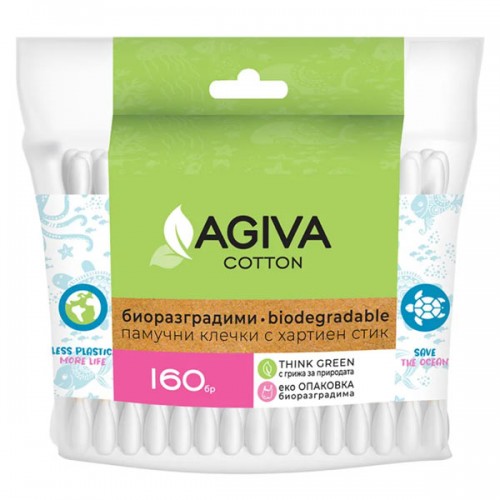 Клечки за уши - хартиен стик /биоразградими/ 'AGIVA', 160 броя /плик/ Клечки за уши - хартиен стик /биоразградими/ 'AGIVA', 160 броя /плик/