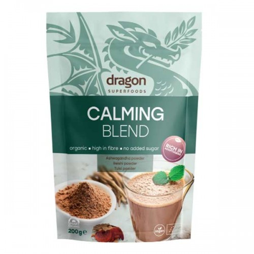 Calming blend - микс за спокойствие с ашваганда, рейши и тулси - био 'Dragon Superfoods', 200 г Calming blend - микс за спокойствие с ашваганда, рейши и тулси - био 'Dragon Superfoods', 200 г