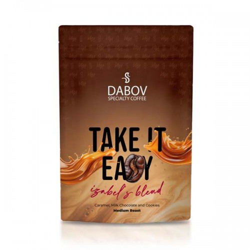 Еспресо смес на Изабел Овчарова Take it Easy - кафе арабика бленд с нотки на карамел и шоколад 'DABOV Specialty Coffee', 200 g Еспресо смес на Изабел Овчарова Take it Easy - кафе арабика бленд с нотки на карамел и шоколад 'DABOV Specialty Coffee', 200 g